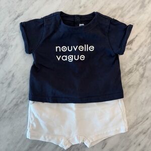 Jacadi Navy and White 6M Outfit